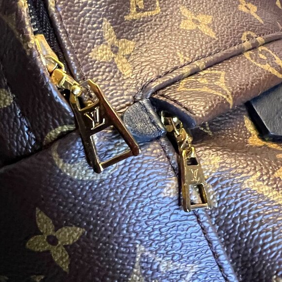 Louis Vuitton Monogram Palm Springs Mini Backpack, blk leather trim, Gold HW - Picture 13 of 16